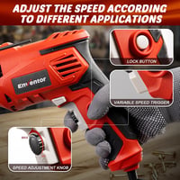 ENVENTOR 900W Ütvefúró, 2 az 1-ben Elektromos Fúró 36 Tartozékkal, 0-3000 RPM, 360° Forgatható Fogantyú, 13mm Tokmány, Betonhoz, Fémhez és F 6