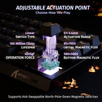 ATTACK SHARK X68 HE Vezetékes RGB Gamer Billentyűzet, 8000Hz Gyors Kapcsolás, 0.01mm Pontosság, Mágneses Kapcsolók, Állítható Aktiválás, PC/ 4
