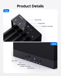 ORICO 5-Bay 6558US3-C Merevlemez Dokkoló - 90TB Tárhely, USB 3.0, Offline Klónozás, 230MB/s, Windows/Mac/Linux Kompatibilis, Fekete 7