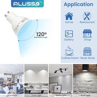 ALUSSO LIGHTING GU10 LED Izzó 5W, Hideg Fehér 6000K, 400 Lumen, 120° Szórási Szög, 50W Halogén Helyettesítő, Energiatakarékos, Villódzásment 5