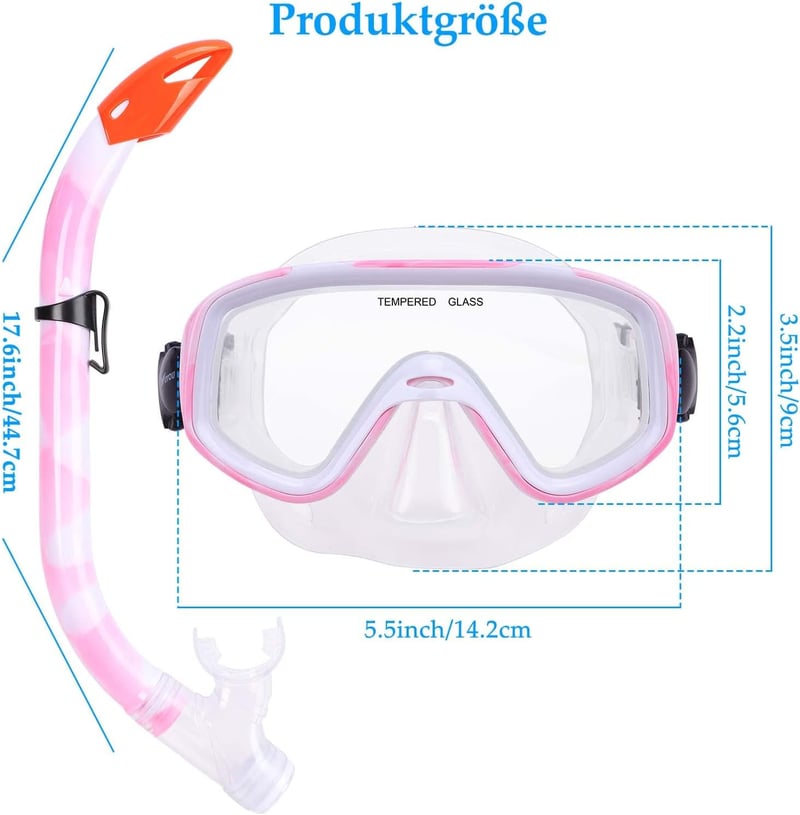 Kinder rózsaszín búvárszett gyerekeknek - 180°-os panoráma maszk és légzőcső