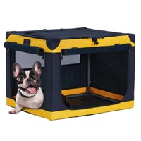 Cușcă Portabilă Pliabilă pentru Animale de Companie 4 Pet, Mărimea S, Galbenă - Geantă de Transport Moale pentru Pisici și Câini de Talie Mică, cu Cadru din Aluminiu, pentru Mașină 1