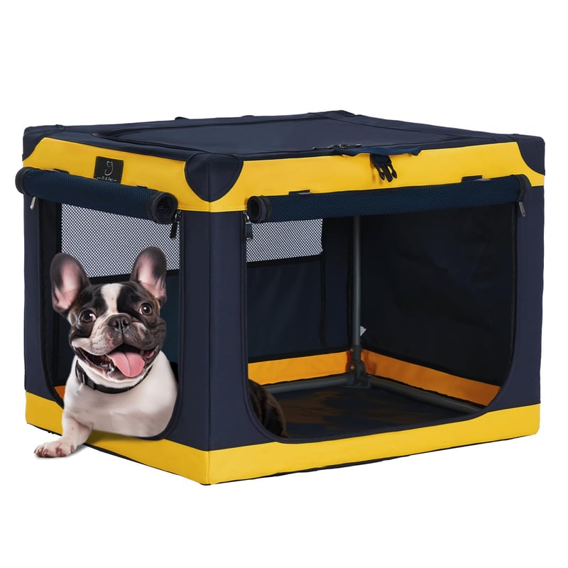 Cușcă Portabilă Pliabilă pentru Animale de Companie 4 Pet, Mărimea S, Galbenă - Geantă de Transport Moale pentru Pisici și Câini de Talie Mică, cu Cadru din Aluminiu, pentru Mașină