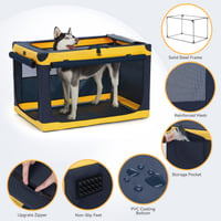 Cușcă Portabilă Pliabilă pentru Animale de Companie 4 Pet, Mărimea S, Galbenă - Geantă de Transport Moale pentru Pisici și Câini de Talie Mică, cu Cadru din Aluminiu, pentru Mașină 4