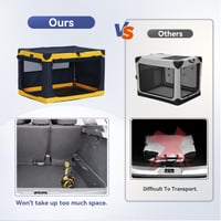 Cușcă Portabilă Pliabilă pentru Animale de Companie 4 Pet, Mărimea S, Galbenă - Geantă de Transport Moale pentru Pisici și Câini de Talie Mică, cu Cadru din Aluminiu, pentru Mașină 2