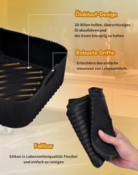 A aBlumen Szilikon Sütőforma Ninja Foodi Flexdrawer 10.4L/5.2L Forrólevegős Sütőhöz - Mosogatógépben Mosható, Tapadásmentes Airfryer Kiegész 3