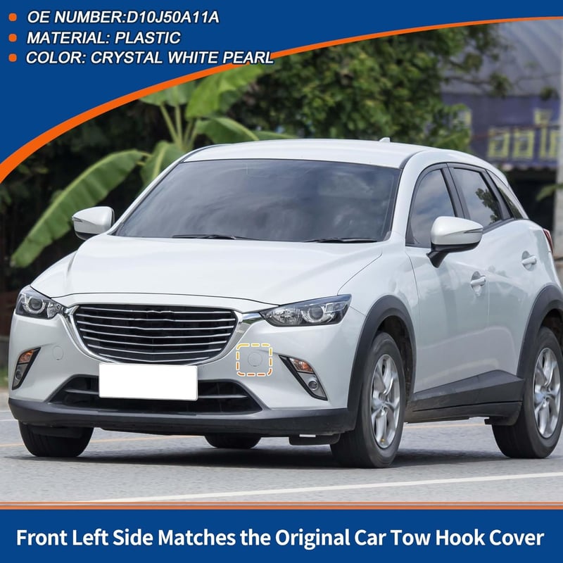 A ABSOPRO Első Bal Vonószem Takaró Mazda CX-3 2016-2021 Modellekhez - Kristályfehér Gyöngy Lökhárító Fedél - D10J50A12A