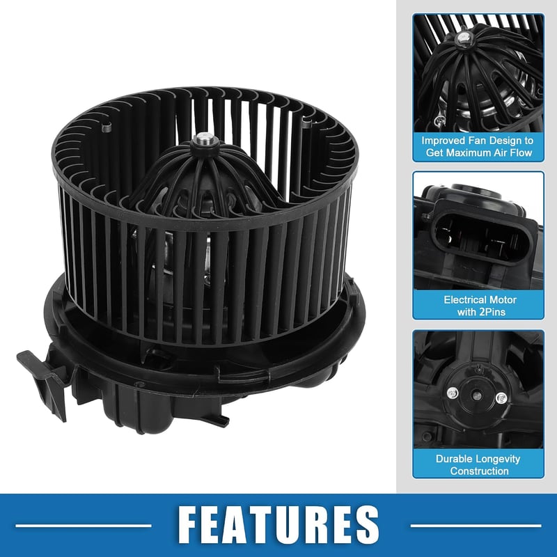 A ABSOPRO fűtőventillátor motor ventilátorházzal HVAC blower motor készlet 27226-9U01A/7701062225 Nissan Note M K1 06-13 fekete műanyag
