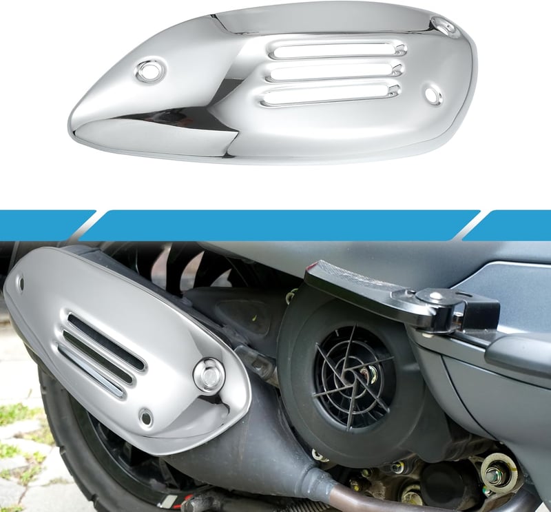 A ABSOPRO Kipufogódob Védőburkolat Vespa Sprint 150 Robogóhoz (2016-2022) - Alumínium Ötvözet Ezüst Színben