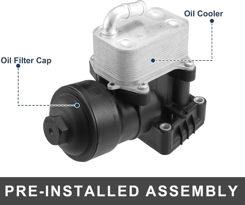 A ABSOPRO Motorolaj Hűtő és Szűrőház Adapter 03L115389E - Audi A3, TT, Q3, VW Golf, Tiguan, Skoda Octavia kompatibilis, O-gyűrűkkel, fekete 