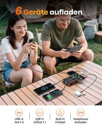 Baterie externă solară ADDTOP 20000 mAh, încărcare rapidă 22,5 W, 2 cabluri încorporate, wireless 6