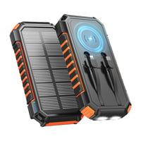 Baterie externă solară ADDTOP 20000 mAh, încărcare rapidă 22,5 W, 2 cabluri încorporate, wireless 1