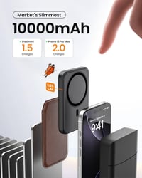 Magnetická powerbanka ADDTOP 10 000 mAh, 20W rýchle nabíjanie, bezdrôtová prenosná nabíjačka s USB-C vstupom/výstupom, LED displej, pre iPhone 17/16/15/14/13/1 5