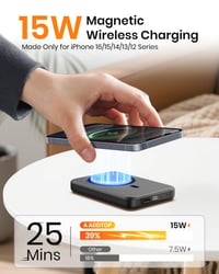 Magnetická powerbanka ADDTOP 10 000 mAh, 20W rýchle nabíjanie, bezdrôtová prenosná nabíjačka s USB-C vstupom/výstupom, LED displej, pre iPhone 17/16/15/14/13/1 2