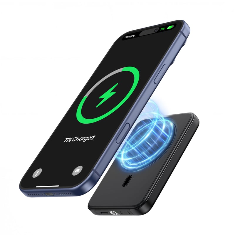 Magnetická powerbanka ADDTOP 10 000 mAh, 20W rýchle nabíjanie, bezdrôtová prenosná nabíjačka s USB-C vstupom/výstupom, LED displej, pre iPhone 17/16/15/14/13/1