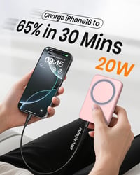 Magnetická powerbanka ADDTOP 10 000 mAh, 20 W rýchlonabíjanie, ultratenká bezdrôtová prenosná nabíjačka, USB-C, LED displej, iPhone 17/16/15/1 4