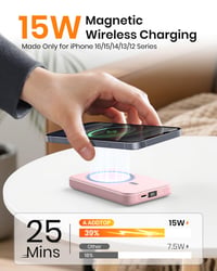 Magnetická powerbanka ADDTOP 10 000 mAh, 20 W rýchlonabíjanie, ultratenká bezdrôtová prenosná nabíjačka, USB-C, LED displej, iPhone 17/16/15/1 2