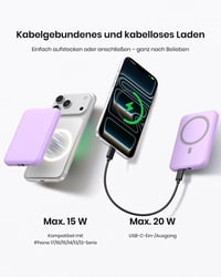 Baterie externă magnetică ADDTOP 10000 mAh pentru iPhone, Powerbank wireless, încărcare rapidă 20W, încărcare inductivă 15W, afișaj LED, iPhone 17/16/15/14/13/12 3