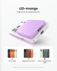 Baterie externă magnetică ADDTOP 10000 mAh pentru iPhone, Powerbank wireless, încărcare rapidă 20W, încărcare inductivă 15W, afișaj LED, iPhone 17/16/15/14/13/12 7