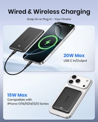 Magnetická powerbanka ADDTOP pre iPhone 5000 mAh 20W rýchle nabíjanie bezdrôtová externá batéria pre iPhone 17/16/15/14/13/12 čierna 5