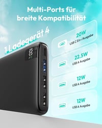 Power bank ADDTOP 20000 mAh – 22,5 W rýchle nabíjanie, 4 výstupy, PD3.0 QC4.0, USB-C, prenosná externá batéria pre iPhone, Galaxy, tablety 7