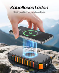 Baterie Externă Solară ADDTOP 20000 mAh cu Încărcare Wireless, Conector USB-C, Acumulator Extern Solar pentru Telefon 4