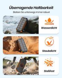 Baterie Externă Solară ADDTOP 20000 mAh cu Încărcare Wireless, Conector USB-C, Acumulator Extern Solar pentru Telefon 5