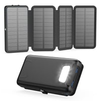 Solárna powerbanka ADDTOP 20 000 mAh – 22,5 W rýchlonabíjacia solárna externá batéria, 4 skladacie solárne panely, 2x USB-A, 1x USB-C, čierna, na kempovanie 1