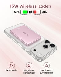 ADDTOP Ultra tenká magnetická powerbanka pre iPhone, 5000 mAh, 20W rýchlonabíjacia prenosná nabíjačka 4