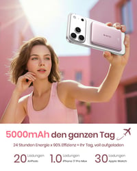 ADDTOP Ultra tenká magnetická powerbanka pre iPhone, 5000 mAh, 20W rýchlonabíjacia prenosná nabíjačka 7