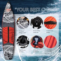 A&BBOARD Felfújható SUP Paddleboard Kezdőknek 350x81x15 cm, Fekete-Piros, 130 kg Teherbírás, Hátizsákkal, Evezővel és Kiegészítőkkel 4
