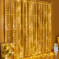 A.bigwhale 200 LED-es Tündérfény Függöny 2x2m USB Meleg Fehér Esküvő Parti Karácsony 1