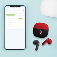 Bezdrôtové slúchadlá do uší A.C. Milan TECHMADE s nabíjacím puzdrom, červeno-čierne, pre smartfóny 6