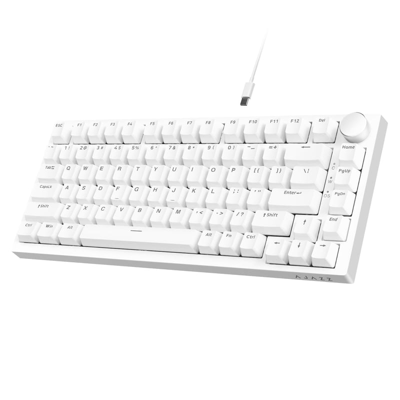Mechanická klávesnica A.JAZZ AK820 75% TKL, Hot-Swap, modré spínače, Gasket Mount, biela