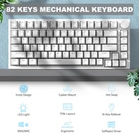 A.JAZZ AK820 75% TKL Mechanikus Billentyűzet, Hot-Swap Kék Switch, Gasket Mount, Fehér 2