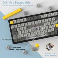 A.JAZZ AK992 Mechanikus Gaming Billentyűzet RGB, Gasket, Brown Switch, Vezeték Nélküli 2.4GHz/Bluetooth, PBT Billentyűk 6