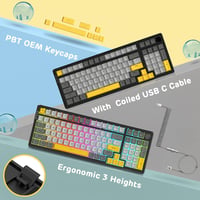 A.JAZZ AK992 Mechanikus Gaming Billentyűzet RGB, Gasket, Brown Switch, Vezeték Nélküli 2.4GHz/Bluetooth, PBT Billentyűk 5