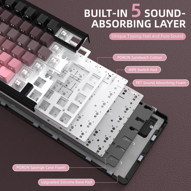 A.JAZZ Attack Shark X85 Mechanikus Gamer Billentyűzet 75% Wireless RGB - White Jade Switch