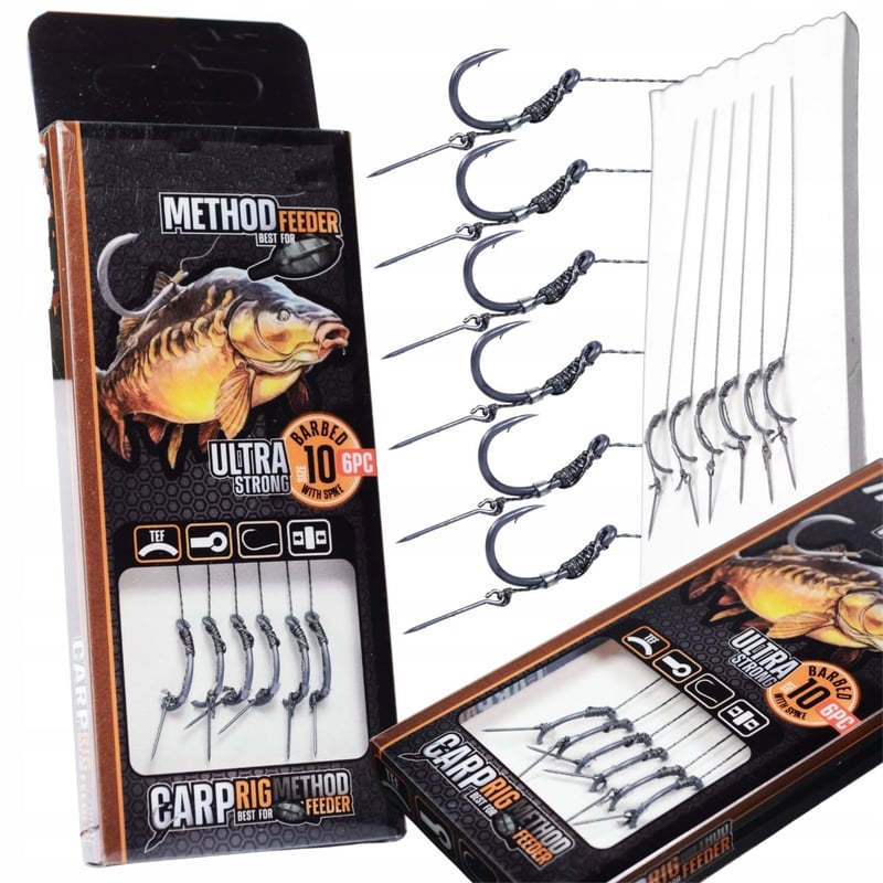 A&N Method Feeder vopred nadviazaná súprava, ihla na nástrahu, háčiky na feeder veľkosť 10, veľkosť háčika 8-14, sivá, 6 ks