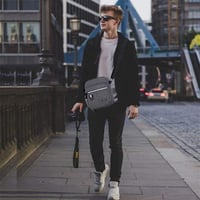A-QMZL Férfi Válltáska Szürke Vászon Crossbody Táska Telefon Messenger Bag 3