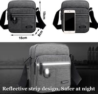 A-QMZL Férfi Válltáska Szürke Vászon Crossbody Táska Telefon Messenger Bag 5
