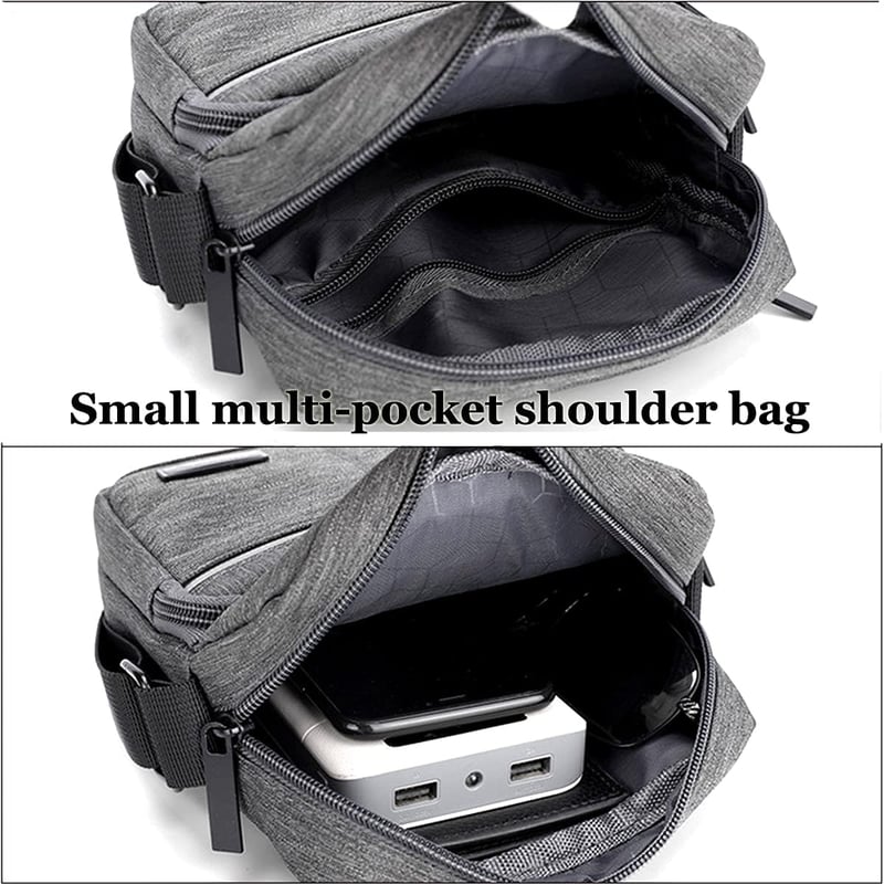 A-QMZL Férfi Válltáska Szürke Vászon Crossbody Táska Telefon Messenger Bag