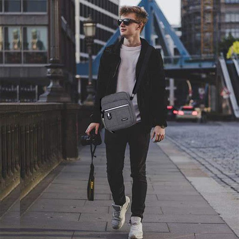 A-QMZL férfi vászon válltáska többzsebes crossbody táska utazáshoz
