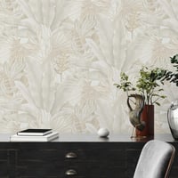 A.S. Création Livingwalls dzsungel tapéta 396474 bézs krémszínű pálmaleveles virágmintás falipapír 10,05 m x 0,53 m 6