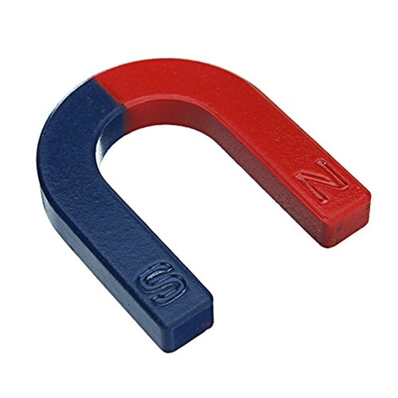 Piros-kék U alakú patkómágnes, 60mm-es, fizikai kísérletekhez