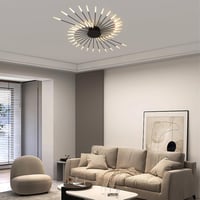 minifair Modern LED Mennyezeti Lámpa 42 Fejes Fényerőszabályozható Fekete Csillár 3000K-6000K Távirányítóval Hálószobába Nappaliba Irodába 3