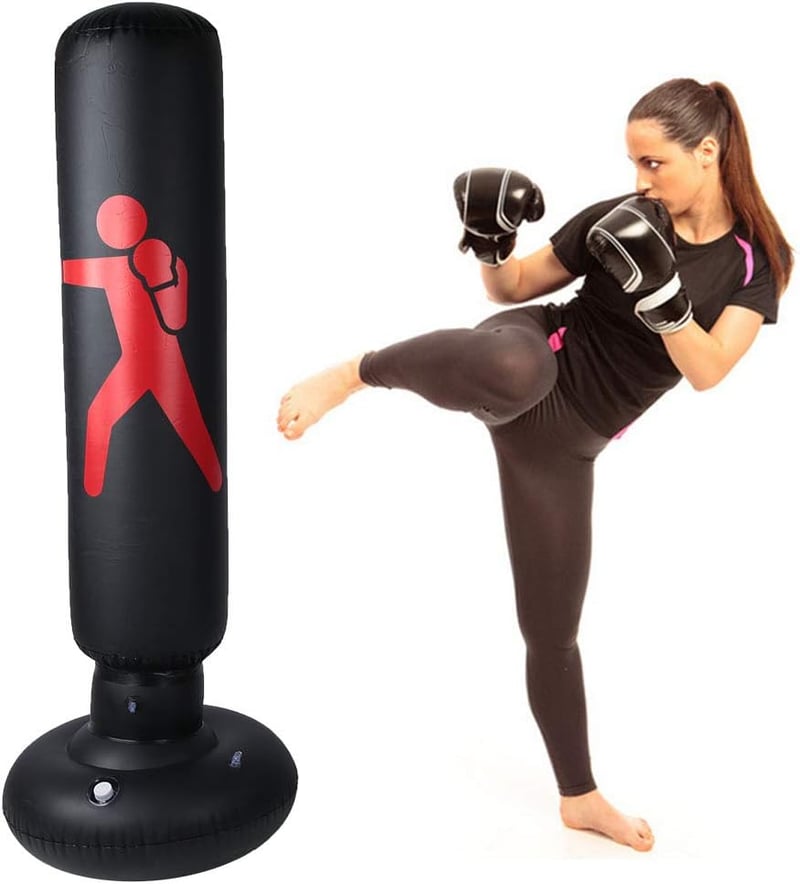 Everlast 160cm-es Felfújható Boxzsák, Szabadon Álló PVC Edzőtorony Felnőtteknek és Tiniknek - Fekete