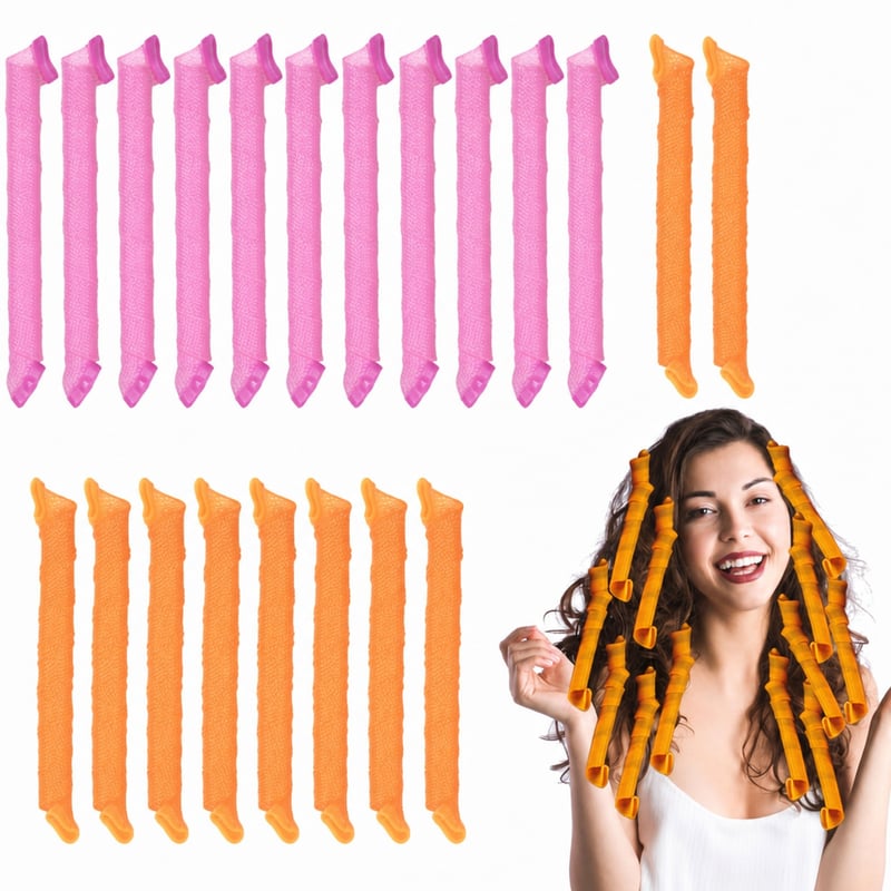 Set de bigudiuri tip spirală URAQT pentru păr lung, 55 cm, 20 bucăți, dispozitiv de coafat fără căldură pentru femei — fără baghetă de stilizare (stare: vezi a 2-a imagine)