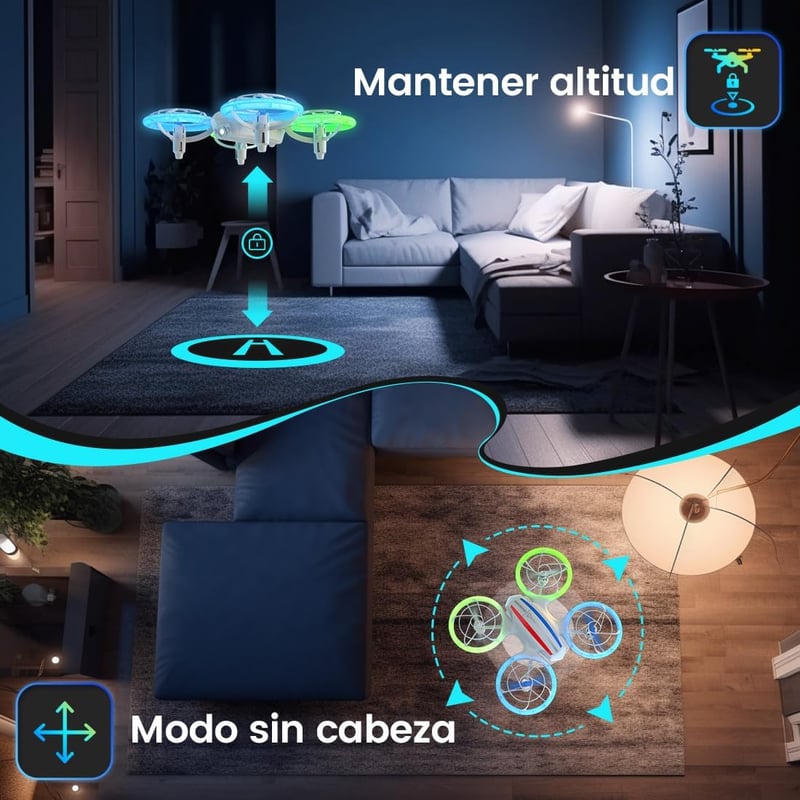 DEERC D23 Mini Drón - Távirányítós Quadcopter 5 LED Móddal, Visszatérés Funkcióval, Magasságtartással, 360° Flip, Védett Propellerekkel és 2