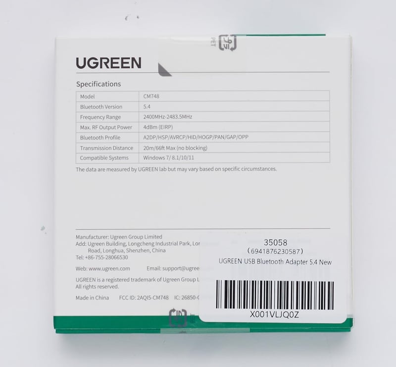 UGREEN Bluetooth 5.4 USB adapter PC-hez, PS5/PS4/Switch kompatibilis